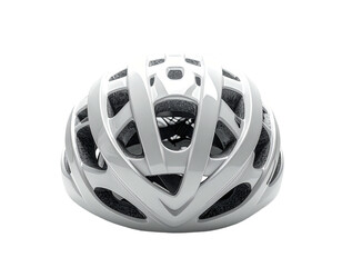 Overhead view of a white cycling helmet, highlighting vents and design