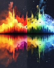 Abstract split landscape reflected