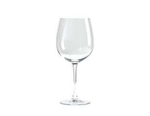 Clear stemmed wine glass, empty against a black background, studio shot