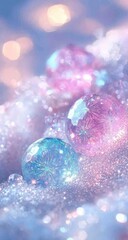 Glistening gems nestled in shimmering, bokeh-lit dust