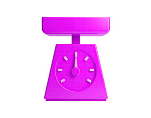 Bright pink, simplified weighing scale icon on black background
