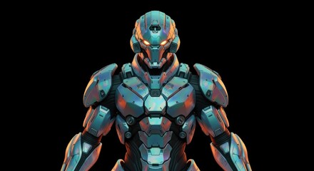 Portrait of a Futuristic Robot in Iridescent Armor