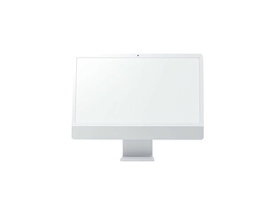 Modern all-in-one desktop computer with a large screen, floating against black