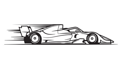 Dynamic Vector Line Art of a High-Speed Open-Wheel Race Car