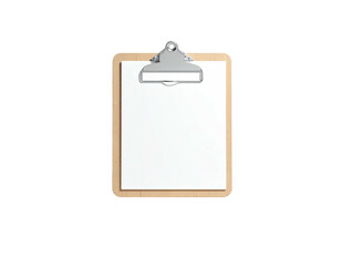 A realistic illustrated clipboard with a blank white paper sheet, isolated on black