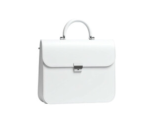 Glossy white briefcase with rounded edges, metallic clasp, and sturdy handle