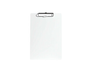 A clean, white, rectangular clipboard against a stark, black background