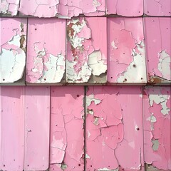 Peeling pink paint on aged surface