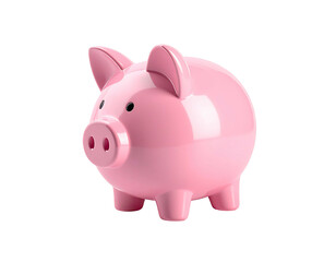 A cute, pink ceramic pig figurine for saving money. Black background