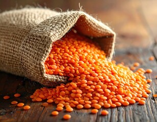 Lentils spilling from burlap sack (1)
