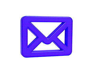 3D rendered vibrant blue email icon with slight angle, floating in darkness