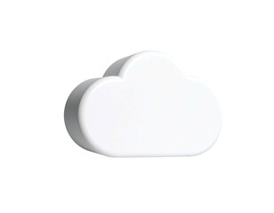 3D rendered, white cloud icon floating against a stark black background