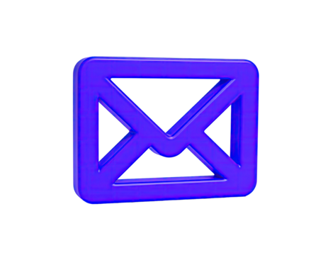 3D rendered vibrant blue email icon with slight angle, floating in darkness