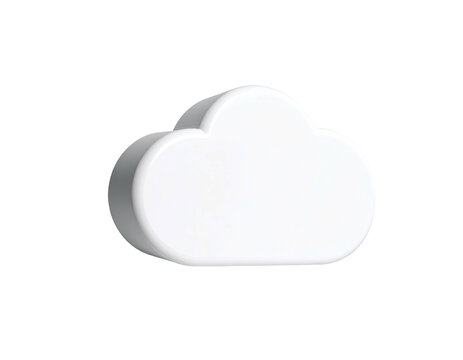 3D rendered, white cloud icon floating against a stark black background