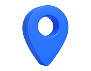 3D rendering of a vibrant blue location marker against a black background