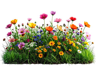 Fototapeta premium A vibrant floral display featuring colorful wildflowers amidst green grass