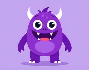 Cute Purple Monster Illustration.