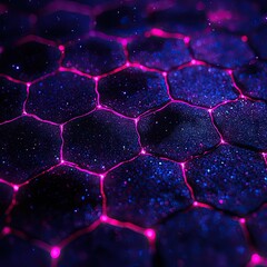 Cosmic honeycomb pattern with glowing pink lines