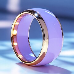 Glossy lavender ring with gold trim reflecting light