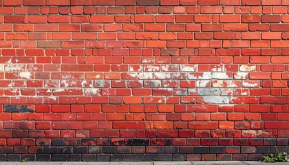 Worn red brick wall, horizontal