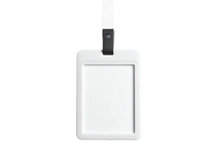 Obraz premium Isolated white ID badge hanging on a black background