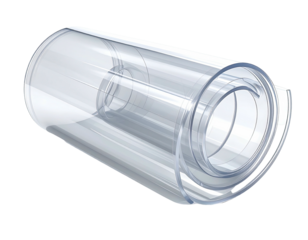 Transparent, cylindrical object with a rolled interior, possibly medical or scientific