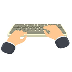 Hands are typing on a computer keyboard. Busy working on a computer keyboard, vector illustration