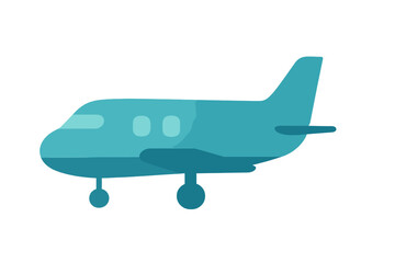 Modern blue passenger airplane icon representing global travel and transportation
