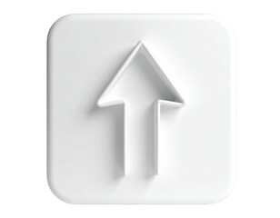White, 3D arrow pointing up inside a rounded square on a black background