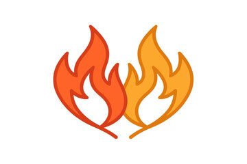 Vibrant warm fire symbol with intertwined orange and red flames on a clean white background