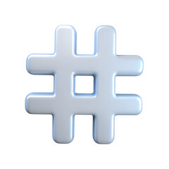 Obraz premium 3D White Hashtag Symbol isolated on a transparent background