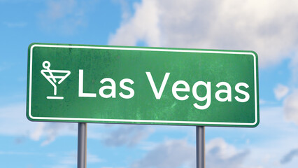 Las Vegas Road Sign with Martini Glass for Entertainment Destination Designs