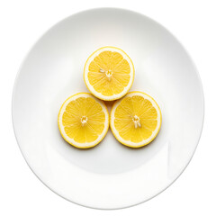 Lemon slices on white plate - citrus fruit still life