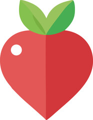 Stylized heart-shaped red radish with green leaves a whimsical vegetable icon for healthy eating and culinary designs