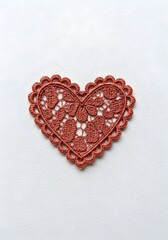Heart-shaped doily on a white background