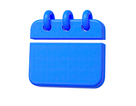 3D render of a vibrant blue, minimalist calendar with rounded edges