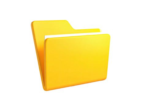A bright, 3D-rendered folder icon, with a slightly open pocket holding a white paper - Powered by Adobe
