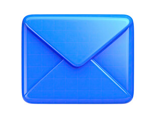 Glossy, vibrant blue envelope icon with grid texture against a black background