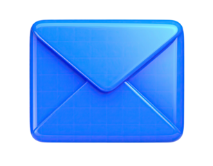 Glossy, vibrant blue envelope icon with grid texture against a black background