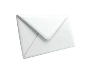 A clean, angled view of a closed white envelope with slight shadows and highlights