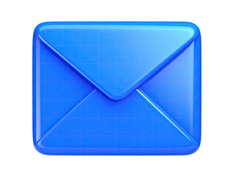 Glossy, vibrant blue envelope icon with grid texture against a black background - Powered by Adobe