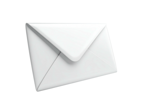 A clean, angled view of a closed white envelope with slight shadows and highlights - Powered by Adobe