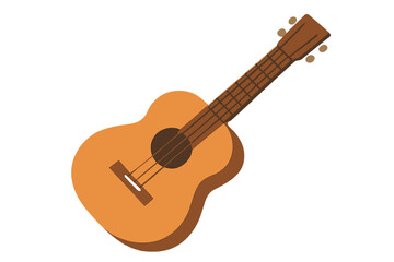 Acoustic ukulele musical instrument with four strings and tuning pegs on a clean white background