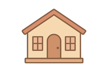 Simple and charming house illustration with brown roof and windows
