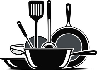 Kitchen Utensils and Cookware Silhouette cooking spatula