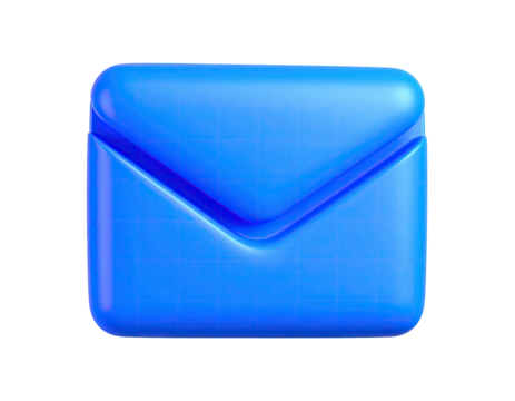 3D rendered image of a blue email envelope against a stark black backdrop