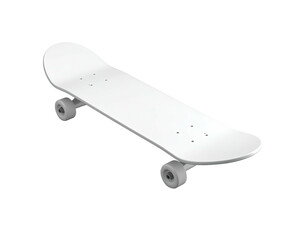 Isolated, pristine white skateboard on a black background, slightly angled