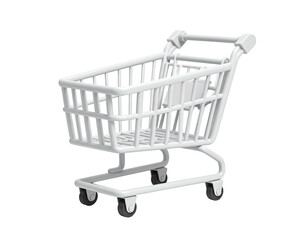 White, empty shopping cart against a black background, 3D render