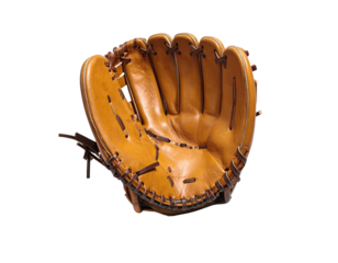 Close-up of a leather baseball glove, showcasing stitching and interior detail