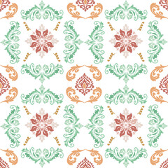 seamless damask green and pink vintage